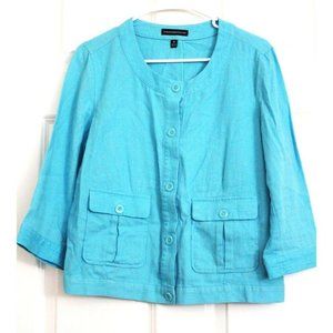 Counterparts Linen Shirt Jacket Shacket Lagenlook Minimalist Boxy Modest Sz 8